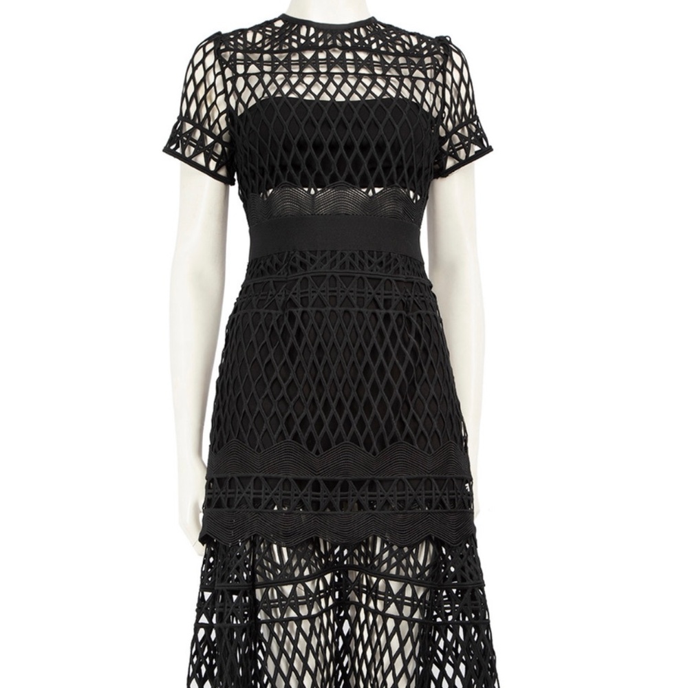 Self-Portrait Black Tiered Maxi Cocktail Dress